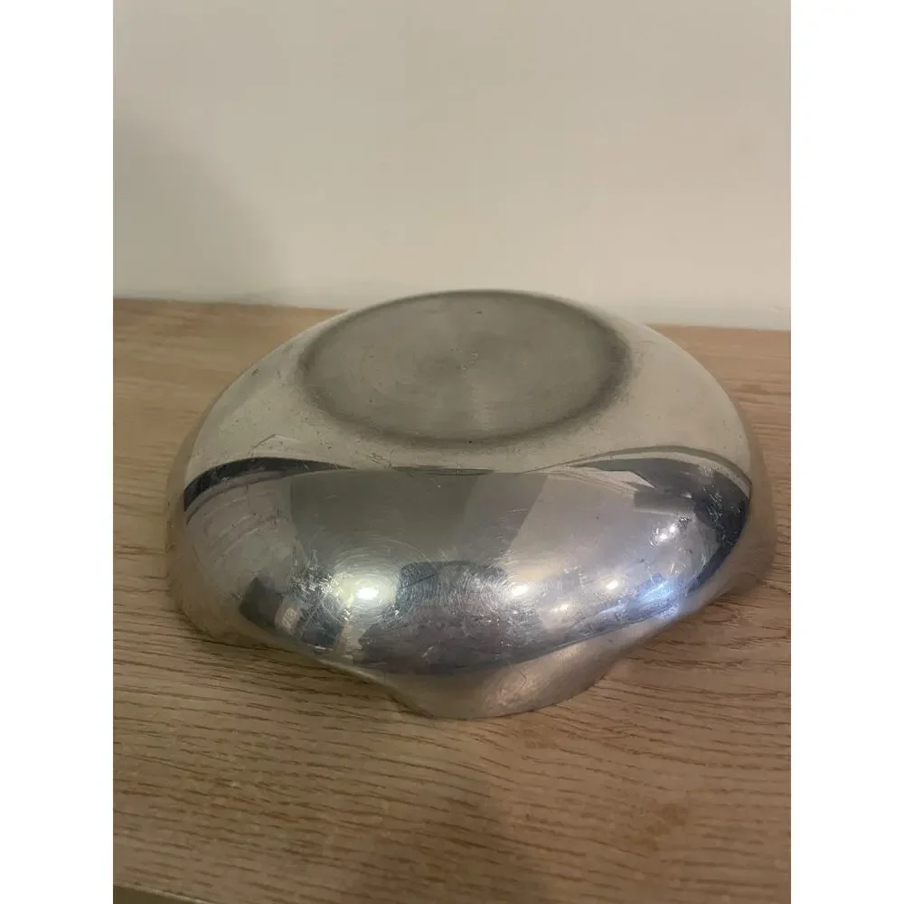 Vintage 7” F.J. Pulsifer Ruffled Scalloped Pewter Round Dish